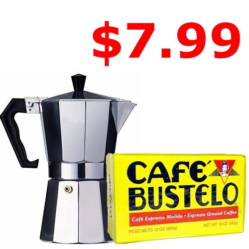 3 Cup  Coffee Maker  & 1 Pack Cafe Bustelo  6oz